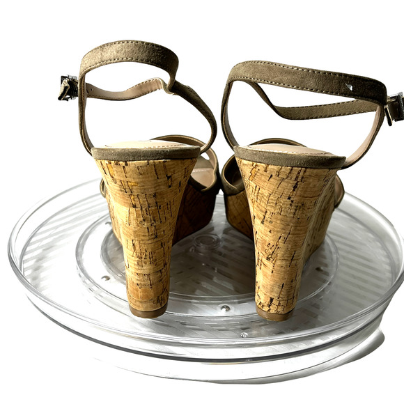 Charles by Charles David Lambert Textured Cork Wedge Ankle Strap Sandal Size 10 - Picture 5 of 8